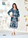 Kiara Vol 5 Vil Blue Hills Rayon Lucknavi Work Designer Kurti Wholesale Market In Surat
